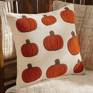 Pumpkin Decorative Pillow Cover Thanksgiving Decor Embroidered Throw Accent Case